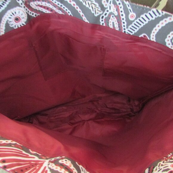 Bohemian Braided Handle Tote Bag Brown, Burgundy Faux Leather/Polyester - Picture 9 of 10